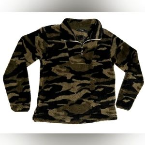 Bebe Sport Camo Fleece Zipper Sweatshirt